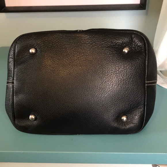 Tignanello black leather square two handle satchel purse - Picture 5 of 15